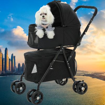 Poussette pour Chien - PetStroller™ - Noir - La Maison Ideale Des Chiens