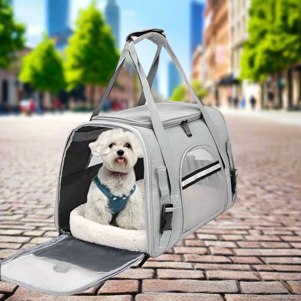 Sac de Transport pour Chien - DogCarrierBag™ - Gris - La Maison Ideale Des Chiens