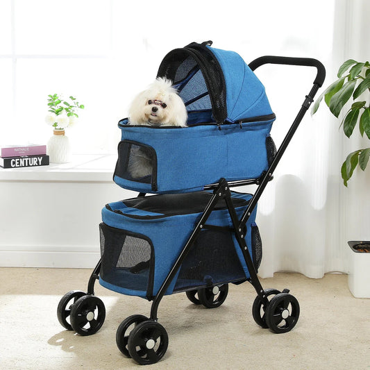Poussette pour Chien - PetStroller™ - Bleu - La Maison Ideale Des Chiens