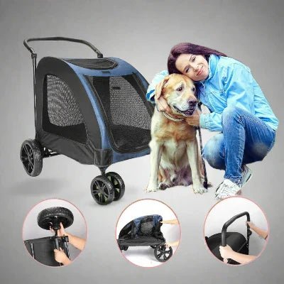 Poussette pour Chien - StrollyPet™ - Bleu - La Maison Ideale Des Chiens