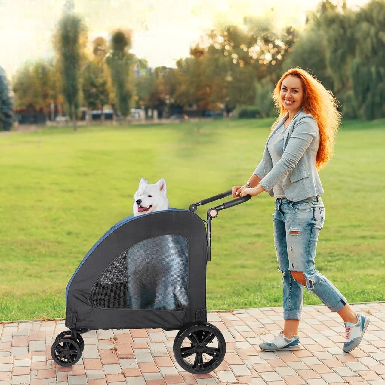 Poussette pour Chien - StrollyPet™ - Bleu - La Maison Ideale Des Chiens