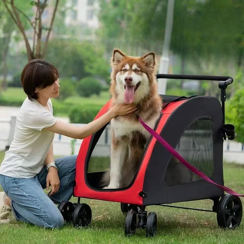 Poussette pour Chien - StrollyPet™ - Rouge - La Maison Ideale Des Chiens